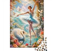 Ballet Cygne Fleurs Puzzle, 1000 Pièces Jeu Intérieur Adulte | 52x38cm Carton Exercice Mental, Assemblage Précis, Cadeau Ami, Décoration Salon