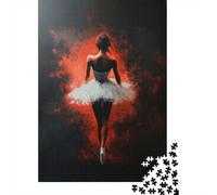 Ballet Dancer in Red Ballet Passion in Shadows Puzzle Adulte 1000 Pièces, 38x26cm/1000pcs; Pièces en Carton Blanc pour La Table; pour Une Activité Posée À La Maison