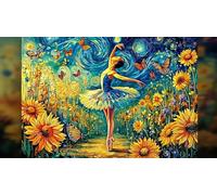 Ballet-Girl-Dancing-in-Colorful-Dress 1000 pièces Puzzle pour Adultes et Enfants de 12 Ans et Plus Papier recyclé Jeu Familial Amusant & Stimulant pour décoration Murale 38x26/1000 pièces