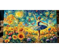 Ballet-Girl-Dancing-in-Colorful-Dress Puzzle 1000 pièces Papier recyclé Extremement Difficile Jeu éducatif détente Idée Cadeau Parfaite 38x26/1000 pièces