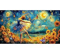 Ballet-Girl-Dancing-in-Colorful-Dress Puzzle pour Adultes 1000 pièces Papier recyclé Beau Puzzle de décoration Stimulant pour détente et décoration Murale Idée Cadeau Parfaite 38x52/1000 pièces