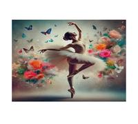 Ballet Papillon Fleur Puzzle, 1000 Pièces Jeu Intérieur Adulte | 52x38cm Carton, Exercice Mental, Finition Surface Lisse, Amateurs De Puzzles, Réduction Du Stress