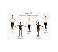 Ballet Poses Educational Poster Positions Chart Feet Arms Dance Technique Guide For Beginners Studio Home Decor Practice Wall-Art(Framed,08x12inch(20x30cm))