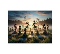 Ballets floraux d’échecs au lever du soleil，Peinture par Numéros Adultes et Enfants Débutants Peintures avec Cadre Comprend des Pinceaux et des Peintures Acryliques(30x40cm）-AH38