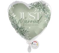 balloa Ballon en aluminium Mariage Just Married en forme de cœur, ballon à l'hélium pour toujours et à jamais, ballon pour décoration de mariage, décoration de fête, cadeau de mariage, couple de