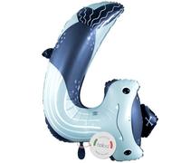 balloa Ballon en aluminium XXL - Motif requin - Ballon à l'hélium - Ballon en forme de chiffre - Cadeau d'anniversaire d'enfant - Décoration d'anniversaire d'enfant - 88 cm