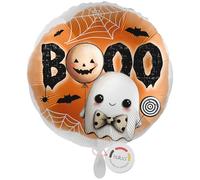 balloa Ballon gonflable Halloween Happy Ghost Boo - Ballon rond avec citrouille et fantôme - Ballon à l'hélium - Décoration de fête pour enfants et adultes - Décoration de fête d'Halloween - 33 cm