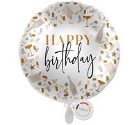 balloa Ballon gonflable Happy Birthday, ballon rond à l'hélium, cadeau d'anniversaire, décoration de fête élégante pour adultes, ballon en aluminium à remplir d'air ou à l'hélium, pour fête