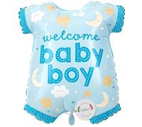 balloa Ballon gonflable XXL avec inscription « Welcome Baby Boy » - Ballon à l'hélium - Décoration de fête de bienvenue pour bébé garçon - 58 cm