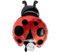 Balloa Ballon gonflable XXL avec paillettes en forme de coccinelle, ballon en hélium avec motif animalier de prairie fleurie, ballons pour fête d'insectes, décoration d'anniversaire pour enfants