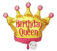 balloa Ballon gonflable XXL Birthday Queen Couronne d'hélium Décoration d'anniversaire Ballon de fête d'anniversaire Idée cadeau pour femmes adultes Fête Design Happy Birthday Queen Doré 75 cm