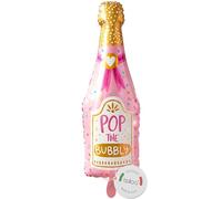 balloa Ballon gonflable XXL en forme de bouteille de champagne Pop the Bubbly, ballon à l'hélium, décoration de fête, cadeau d'anniversaire ou de fête, 94 cm