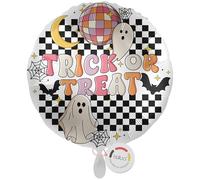 balloa Ballon gonflable XXL Halloween Trick or Treat, ballon rond avec fantôme et boule disco, ballon à l'hélium, décoration d'Halloween pour enfants et adultes, décoration de fête, fête d'Halloween