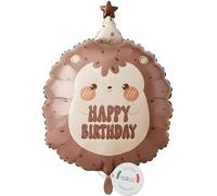 balloa Ballon gonflable XXL Hérisson Happy Birthday Ballon à l'hélium Décoration d'anniversaire pour garçons et filles Décoration de fête d'anniversaire Motif animaux de la forêt Ballon cadeau