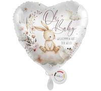 balloa Ballon gonflable XXL Oh Baby Willkommen auf der Welt - Ballon à l'hélium pour naissance, idée cadeau de fête prénatale, décoration de fête prénatale pour garçons et filles - 53 cm