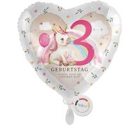 balloa Ballon gonflable XXL pour 3 ans, cadeau d'anniversaire licorne en forme de cœur pour fête d'enfant, grand ballon à l'hélium, décoration d'anniversaire pour fille, adorable décoration