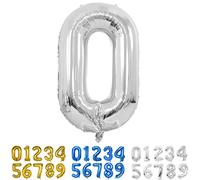 Ballon 0 Ans Argenté 101 CM Ballon Helium Chiffre Numero 0 Ballon Anniversaire 0 Ans Argent pour Enfant Fille Garcon Décorations de Fêtes D'anniversaires (Chiffre 0)