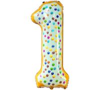 Ballon 1 Donut, Chiffre 1 Ballons Chiffres Donut Happy Birthday Ballons en Feuille, Convient Pour les DéCorations de FêTe D'Anniversaire en Forme de Beignet, les SoiréEs à ThèMe.