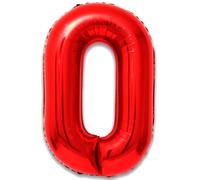 Ballon 10 20 30 40 50 60 70 80 90 Numero 0 Foil Rouge, Ballon Metallique Rouge XXL Geant 100cm Decoration Anniversaire. Air ou Helium