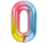 Ballon 10 20 30 40 50 60 70 80 90 Numero 0 Pastel Multicolore, Ballon Metallique Multicolor XXL Geant 100cm Decoration Anniversaire. Air ou Helium