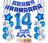 Ballon 14e anniversaire Décoration bleue Déco gâteau anniversaire 14 ans garçon Ballons 14 anniversaire garçon Décoration gâteau 14e anniversaire garçon ,Déco anniversaire 14 ans garçon Joyeux