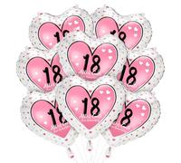 Ballon 18 Ans Anniversaire, Deco Anniversaire 18 Ans Fille, 8 Pièces Ballons de Baudruche en Forme de Coeur Rose pour Décoration Fête d'anniversaire Fille Femme