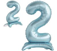 Ballon 2 Anniversaire Numero 2 Ballon Geant Metallique Bleu clair Debout XXL 82cm Decoration Anniversaire. Air.