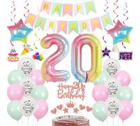 Ballon 20 ans anniversaire rose vert, Décoration anniversaire 20 ans Femme,Ballon 20 anniversaire rose Décoration 20 ans anniversaire Femme rose vert Décoration gâteau 20 anniversaire Femme Déco