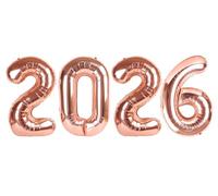 Ballon 2026 en forme de chiffres or rose de 101,6 cm pour décoration de réveillon du Nouvel An, fournitures de fête 2026, décoration de remise de diplôme, 2, 6, 20, 26