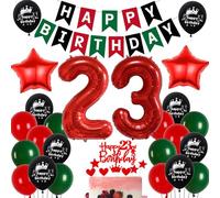 Ballon 23 ans anniversaire Rouge Vert,Decoration 23 ans anniversaire Femme Homme,23 Ans Décorations Anniversaire Rouge Vert Noir,23 Anniversaire Femme Ballon,23 ans Vert Rouge Ballons de fête