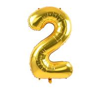 Ballon 2ème anniversaire numéro 2 or XXL 100 cm Décoration d'anniversaire ballon numéro 40" pour mariage, anniversaire, fête, décoration de fête (or 2)