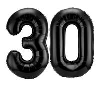 Ballon 30 Ans Anniversaire, 40 Pouces Ballon Chiffre Anniversaire 30 Ans, Chiffre Anniversaire Geant Ballon Helium, Decoration Fête Anniversaire 30 Ans (Noir)
