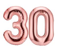 Ballon 30 Ans Anniversaire, 40 Pouces Ballon Chiffre Anniversaire 30 Ans, Chiffre Anniversaire Geant Ballon Helium, Decoration Fête Anniversaire 30 Ans (Or Rose)