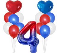 Ballon 4 Anniversair,4 Ans Decoration Anniversaire.Numero 4 Happy Birthday Ballons Geant Metallique,Air ou Helium