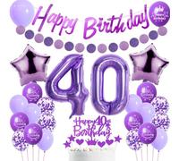 Ballon 40 ans violet Femme,Décoration gâteau 40 ans anniversaire violet,Décoration fête 40 ans anniversaire Femme,Ballons anniversaire 40 ans violet,Décoration anniversaire 40 ans Femme violet