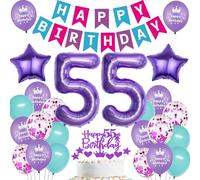 Ballon 55 ans violet,Décoration anniversaire 55 ans femme,Ballon 55 ans anniversaire violet,Décoration 55 ans fête violet,55 Ans Décoration Anniversaire femme,Ballon anniversaire 55 ans violet