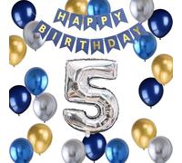 Ballon 5e anniversaire bleu, ballon 5 décorations d'anniversaire, ballon géant en aluminium en forme du chiffre 5, ballon 5, décoration d'anniversaire garçon de 5 ans (5)