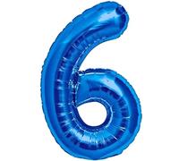 Ballon 6 Anniversaire Numero 6 Ballon Geant Metallique Bleu XXL 100cm Decoration Anniversaire. Air ou Helium