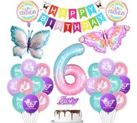 Ballon 6 ans Papillon Decoration anniversaire, Coloré Papillons 6 ans Decoration anniversaire Fille, Papillons 6 ans anniversaire Fille Déco, Papillons Ballon 6 ans Fille Coloré