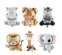 Ballon 6 Pièces Gonflable Hélium Animaux Forêt Aluminium - Décoration Fête Anniversaire Enfant Thème Jungle