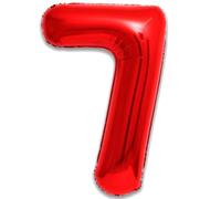 Ballon 7 Anniversaire Numero 7 Foil Rouge, Ballon Metallique Rouge XXL Geant 100cm Decoration Anniversaire. Air ou Helium