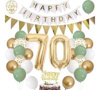 Ballon 70e anniversaire vert sauge Ballon en aluminium chiffre 70 ans Décoration d'anniversaire Hommes Femmes 70 ans Ballon géant en aluminium chiffre 70 Ballon 70 Décoration d'anniversaire Vert Blanc