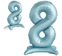 Ballon 8 Anniversaire Numero 8 Ballon Geant Metallique Bleu clair Debout XXL 82cm Decoration Anniversaire. Air.