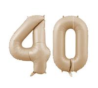 Ballon à Chiffres Caramel Beige, 100 cm, Blanc, Crème, Numéro 0 à 9 - Ballon à l'Hélium pour Années, Filles, Fête Prénatale, Décoration d'Anniversaire Caramel, 40