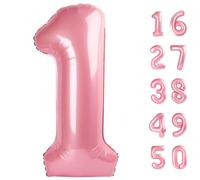 Ballon à l'hélium en forme de chiffre 101,6 cm en mylar pour 10, 21, 31, pour anniversaire, fête d'anniversaire, mariage, décoration de fête - rose nacré