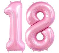 Ballon à l'hélium en mylar pour fête d'anniversaire - 101,6 cm - Rose pastel - Chiffre 18