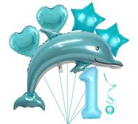 Ballon Alu Bleu Dauphin Garçon 1er Anniversaire Garçon Ensemble de Ballons Dauphin Bleu XL Ballons Chiffres Numéro 1 Ballon Alu Ballons Animaux Marins Chiffres 1 Ballon Alu 1 Ans Garçon Étoile Ballon