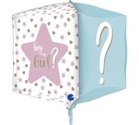 BALLON ALU CUBE GENDER REVEAL 38 CM Multicolore