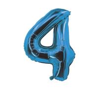Ballon Alu Mylar 85cm Chiffre 4 - Ptit Clown - Bleu Électrique - Turquoise-Bleu - Intérieur - Enfant - Mixte