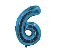 Ballon Alu Mylar - Ptit Clown - Chiffre 6 - Turquoise-Bleu - Intérieur - Enfant